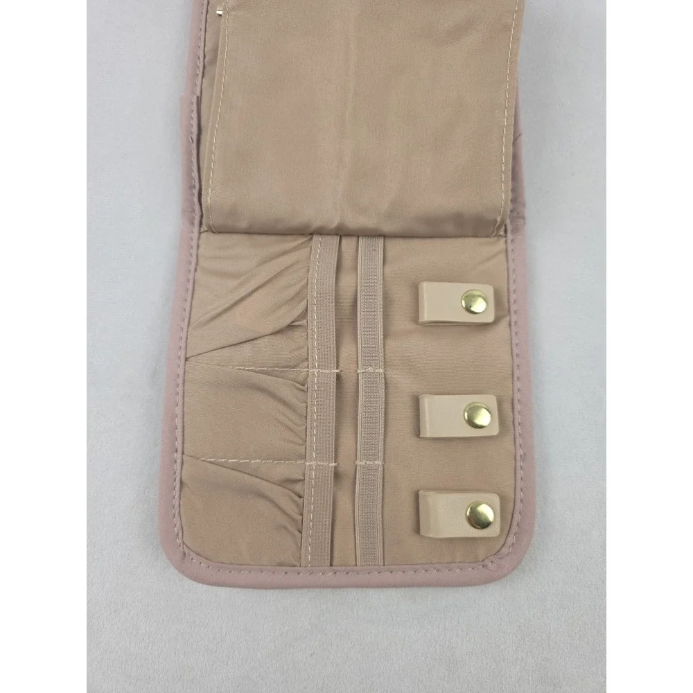 BagSmart Travel Trifold Jewelry Storage Organizer Holder Earring Display Blush